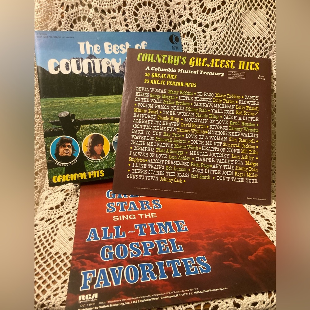 Country and Gospel Vintage Greatest Hits, Best of Vinyl Records - 3 Records